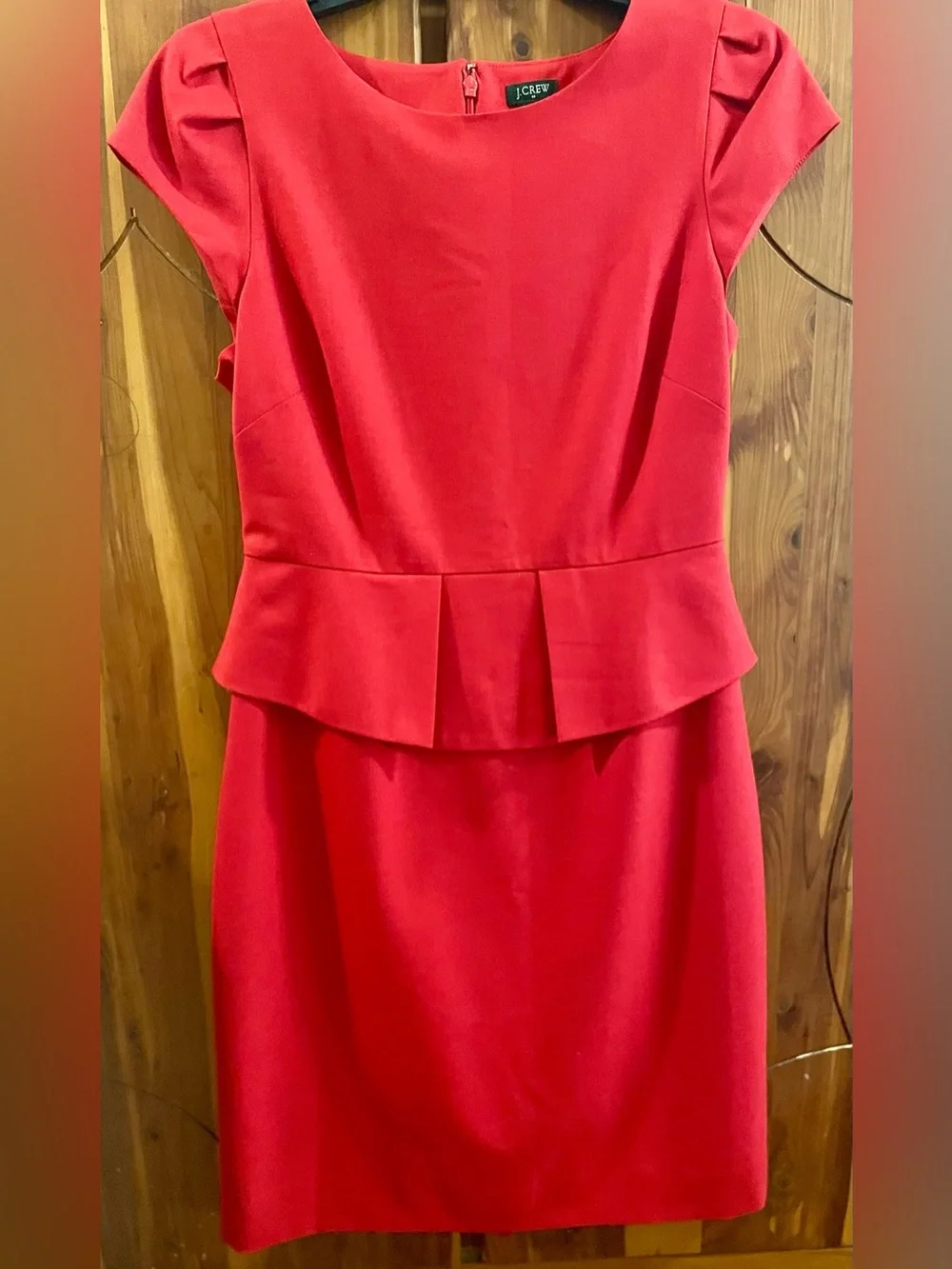 J. Crew Red Peplum Sheath Dress - Picture 1 of 11